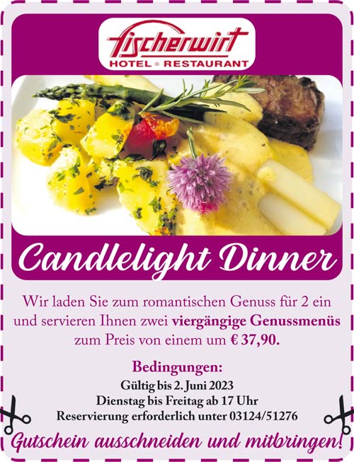 Candle Light Dinner Hotel Restaurant Fischerwirt